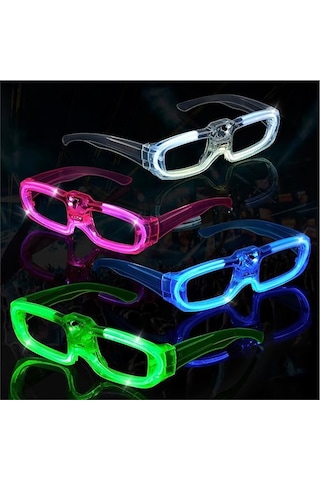 Beyaz Led Işıklı Parti Gözlüğü 3 Modlu Glow & Gece Eğlence Gözlüğü - Elm-01-874134 Çok Renkli
