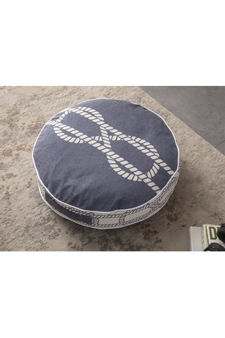 Çapa Desenli Taşınabilir Yuvarlak Puf Yer Minderi 60x60cm Balkon