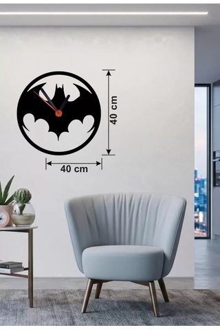 Büro Ev Ofis Dekoru İçin 40cm Ahşap Laser Kesim Yarasa Adam Logo Tema Duvar Saati Diğer