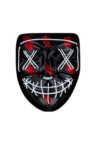 Teknodayım Hallowen Parti Maskesi Neon Led Işıklı Maske 3 Modlu Cadılar Bayramı Maskesi