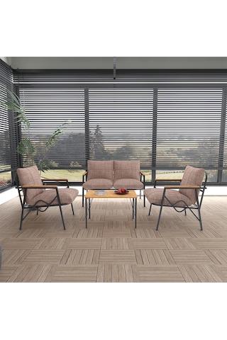 Doruk Home Balkon, Bahçe, Cafe, Metal Koltuk Takımı, Bahçe Takımı , Çay Seti, 2 1 1 Orta Sehpalı Cappuccino