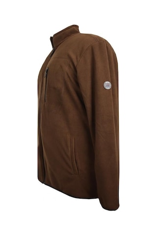 Erkek Büyük Beden Dik Yakalı Fermuarlı 122 Kg-172 Kg Arası İçin Uygun Bedenli Polar Sweat Mont Kahverengi