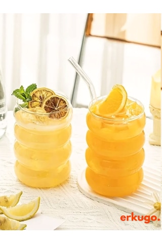 2 Adet Borosilikat Sunum Bardağı, Kahve Bardağı, Isı Dayanıklı Meşrubat Bardağı 350 Ml Bubblecup Şeffaf