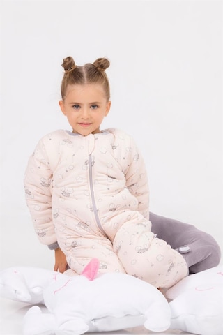 Cantoy Kız Erkek Çocuk Kalın Elyaf Dolgulu Premium Kalite 2.5 Tog Desenli Uyku Tulumu Gri - Pudra