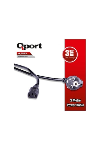 QPORT Q-POW3 QPORT Q-POW3 3 METRE PC POWER KABLOSU