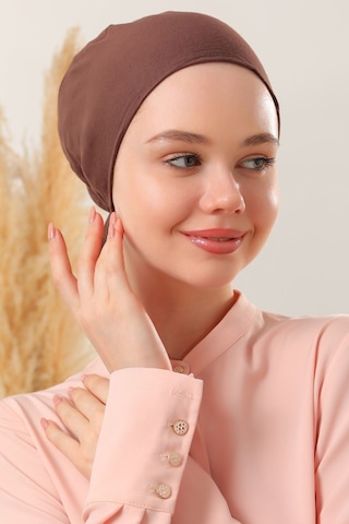 Melodi Scarf Dikişsiz Penye Bağlamalı Bone Kahverengi Kahverengi