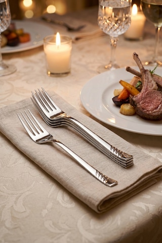 Karat Steel 6 Parça Yemek Çatalı Takımı - 21 Cm Silver6