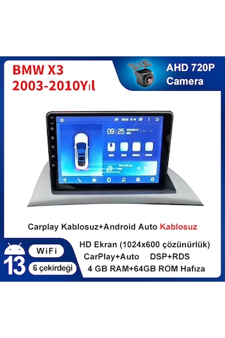 Bmw X3 2003-2011 Carplay Navigasyon Multimedya 9ınç 4gb Ram 64gb