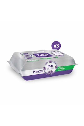 Puretex Yüzey Temizlik Havlusu Mor Bitkiler 3x100 300 Yaprak Beyaz