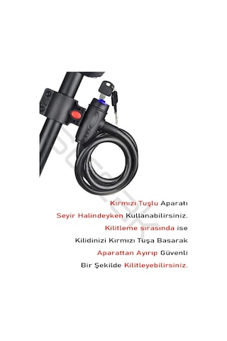 Anahtarlı Çelik Kilit Bisiklet Motosiklet Bebek Arabası Anahtarlı Güvenlik Kilidi Gri - Siyah