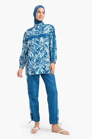 DeFacto Regular Fit Su İtici 3'lü Desenli Burkini Tesettür Mayo Takım E7996AX25HSBE376