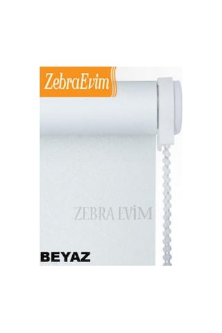 Zebraevim Stor Perde Etek Dilim  Beyaz-Ekru-Krem Beyaz 100 x 200 Boncuklu