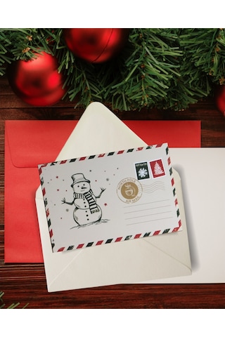 Yılbaşı Kardan Adam Kartpostal Ve Zarf Seti, Yeniyıl, Noel, Tebri
