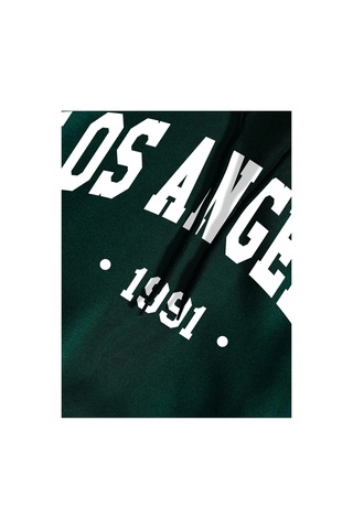 Tarzsokak Letter Graphic Lined Kangaroo Pocket Hoodie Yeşil