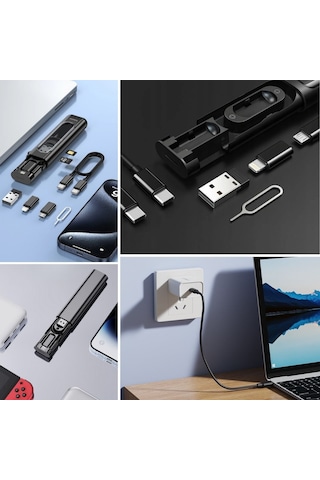 Zmc Bilişim Cep Tipi 60w Bas Aç Type-c,iphone Şarj,micro Usb Hızlı Şarj Data Kablo Seti