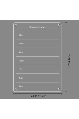 Teltree Cam Şeffaf Akrilik Haftalık Yeme Planlayıcı - Manyetik Buzdolabı Takvimi 9x13 İnç Dy1075