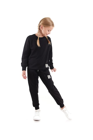 Ahengim Kız Çocuk Back To School Pamuklu Trend Eşofman Takımı Ak2529 Siyah