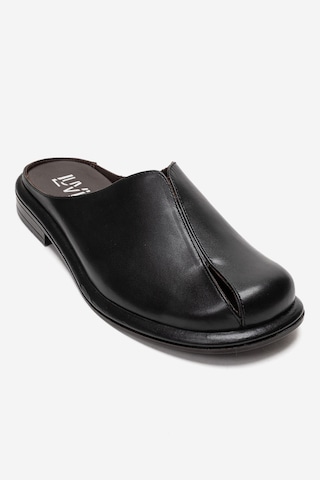 Luvishoes Tansy Siyah Cilt Hakiki Deri Önü Kapalı Kadın Terlik