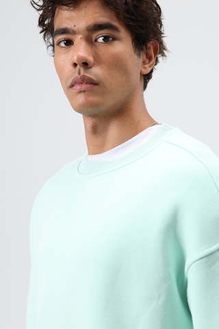 Vamos Basic Oversize Yıkamalı Sweatshirt Mint