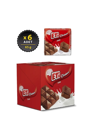Eti Çikolata Sütlü Kare 6 x 65 G