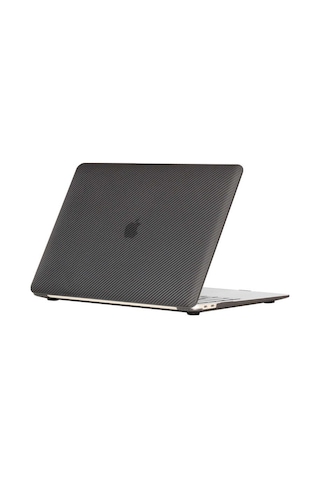 Apple Uyumlu MacBook 13.3' Pro 2020 A2338 Zore Msoft Carbon Fiber Tasarımlı Kapak Siyah