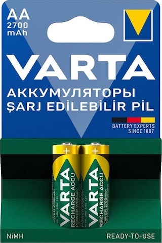 Varta 5706 2700 mAh AA Ni-MH Şarj Edilebilir Kalem Pil 2'li Varta 5706 2700 mAh AA Ni-MH Şarj Edilebilir Kalem Pil 2'li