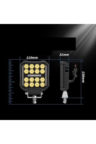 Kamyon Traktör İş Makinesi Tepe Ve Tampon Çalışma Lambası Ve Sis Farı 4 İnç 12-24v Gündüz 16 Led
