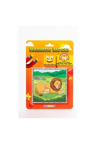 Manyetik Blok Çift Taraflı 9 Parçalı Mıknatıslı Puzzle 2 Görsel Aslan-zebra Yapboz 27087246