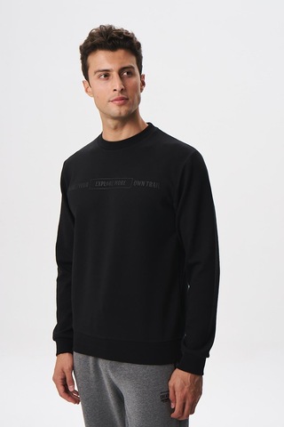 AR-MA Arma Erkek Slim Fit Su Geçirmeyen Scuba Kumaş İnterlok Bisiklet Yaka Sweatshirt K28124988801 Siyah