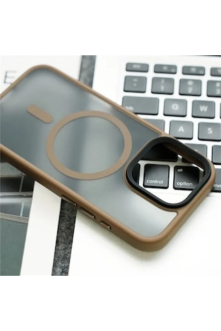 Fros Silikon Kılıf Kablosuz Şarj Destekli -Apple Uyumlu iPhone-16-pro-max Desert Titanyum Zebana