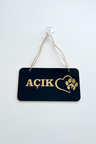 Pet Shoplar İçin Gold Tasarımlı Pleksi Kapı Tabelası Açık/kapalı