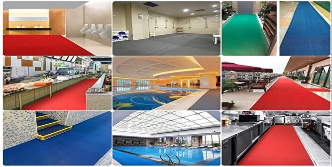 Kıvırcık Yolluk Gri İş Yeri Önü 14 Mm Su Emici Karmaşık Paspas Yeşil