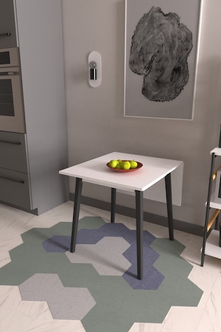 Vilinze Avanos Mdf Katlanır Ahşap Mutfak Masası - 70x80 Cm Beyaz Siyah
