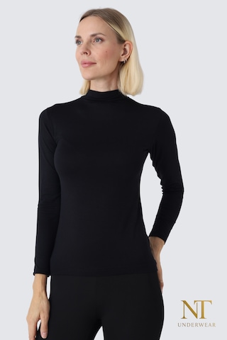 Nt Underwear Kadın Bambu Balıkçı Yaka Uzun Kol Body Hafif, Rahat Ve Şık Siyah