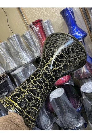 Vatan Alüminyum Döküm Sarı-siyah Çatlak Desenli Darbuka/çömlek Kod7614