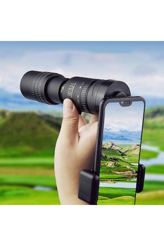 Yenilzd 10-300x40mm Monoküler Teleskop-evrensel Telefon Klipsi-tr Siyah