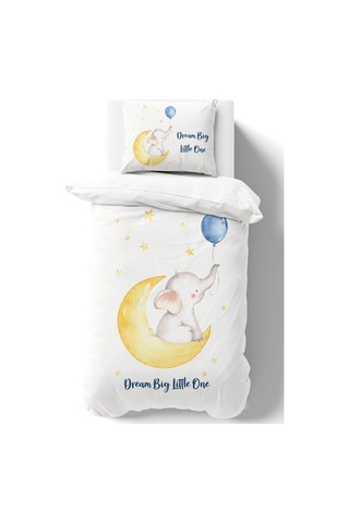 Organik Tek Kişilik Nevresim Takımı 160x220 - Sevimli Ay Fısıltısı Renkli