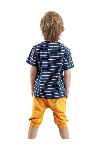 Denokids Denizci Dino Erkek Çocuk T-shirt Kapri Şort Takım Çok Renkli