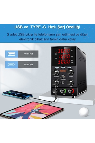 Şarj Fonksiyonlu 30v/10a Ayarlı Dc Güç Kaynağı Voltaj Regülatörü