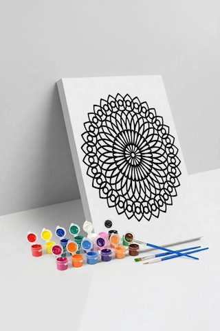 Oval Çiçek Mandala Ahşap Boyama Seti 40x50 Cm