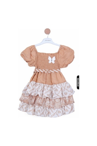 Xo Kids Kız Çocuk Elbise 4-8 Yaş 23108 Kahverengi