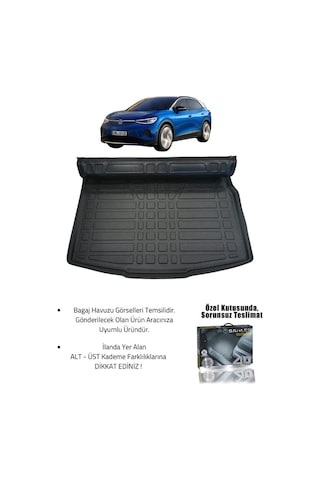 Sahler Volkswagen Id.4 2020+ Uyumlu 4.5d Premium Havuzlu Oto Paspas Ve Liner Marka 3d Üst Bagaj Havu