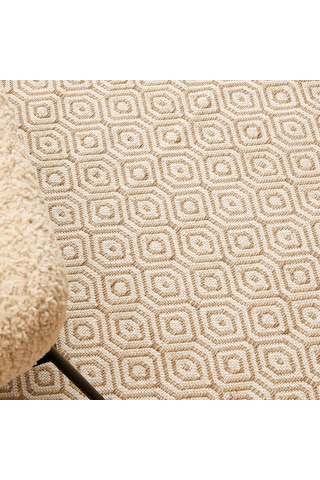 Ocean Home Textile Ekru Renk Karo Desenli Jüt Halı Kilim 160 X 230 Cm