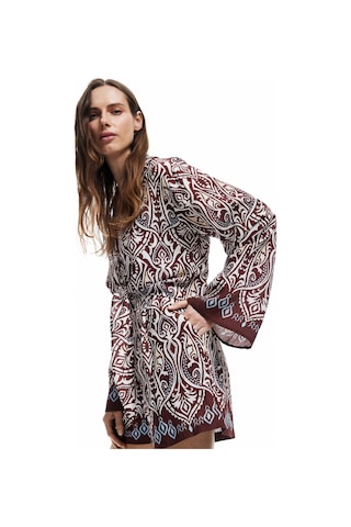 Koton Koton X Melis Ağazat - Viskon Kumaş Cepli Etnik Desenli Mini Şort Kahverengi Desenli 5sak40115ew Kahverengi Desenli