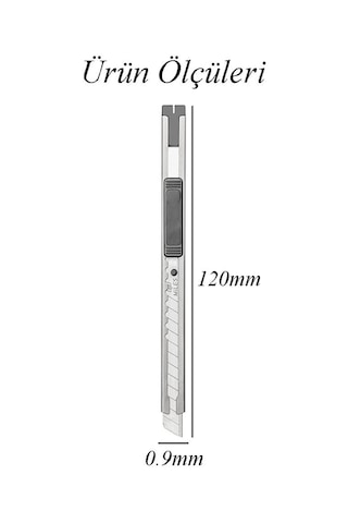 Maket Bıçağı 9mm Metal Cep Boy Falçata Kaymaz Kilitli 9mm Bıçaklı Paslanmaz Dar Maket Bıçağı Metal Küçük Boy Falçata
