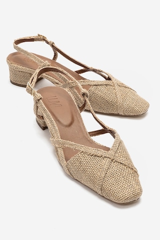 Luvishoes Olena Bej Hasır Kadın Topuklu Sandalet Bej - Bej