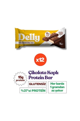 Delly Muz Aromalı Çikolata Kaplı Yüksek Protein Bar 12 x 40 G