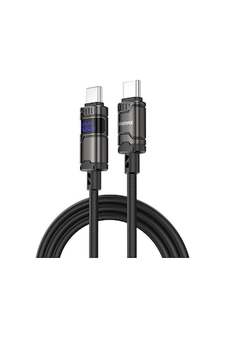 Remax C01-cc 100w Tip-c Tip-c Naylon Örgülü Veri Kablosu, Uzunluğu: 1.2m Siyah