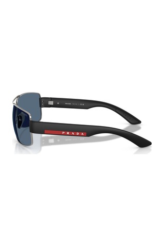 Prada Ps B52s 5av06a 65 Linea Rossa Erkek Gun Metal Dikdörtgen Metal Güneş Gözlüğü Metalik