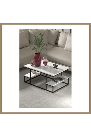 Kahveci.store Deluxe Raflı Orta Sehpa Beyaz 22